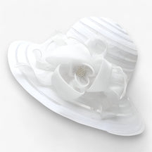 Sun Hat : Organza Zonnehoed voor Dames - Elegante Bescherming Tegen de Zon in Wit M56-58cm van Pantino