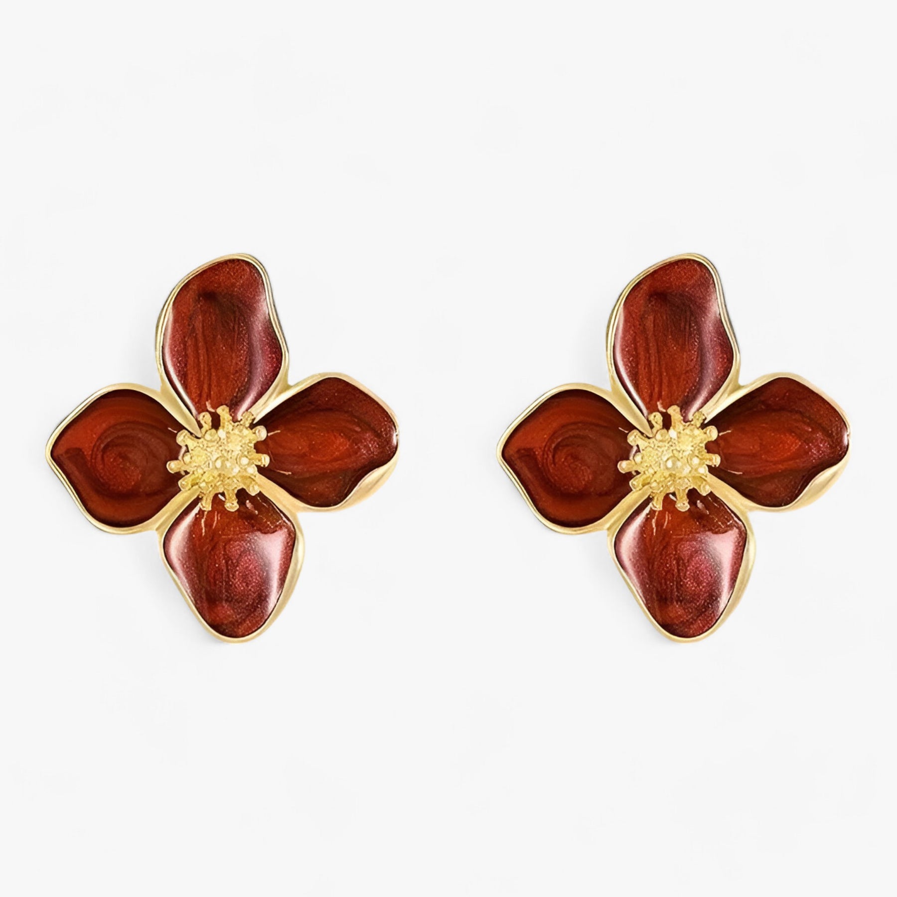 Earrings : Oorbellen Dames - Rode Bloem - Retro Luxe Elegant in van Pantino