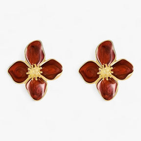 Earrings : Oorbellen Dames - Rode Bloem - Retro Luxe Elegant in van Pantino