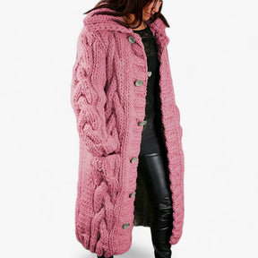 Cardigan : Oversized Cardigan - Moeiteloze Seizoensstijl - Geel in Watermeloenrood van Pantino