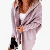 Cardigan : Cardigan Lavendel - Gebreide Hoodie - Chic en Comfortabel voor de Herfst in Lavendel van Pantino