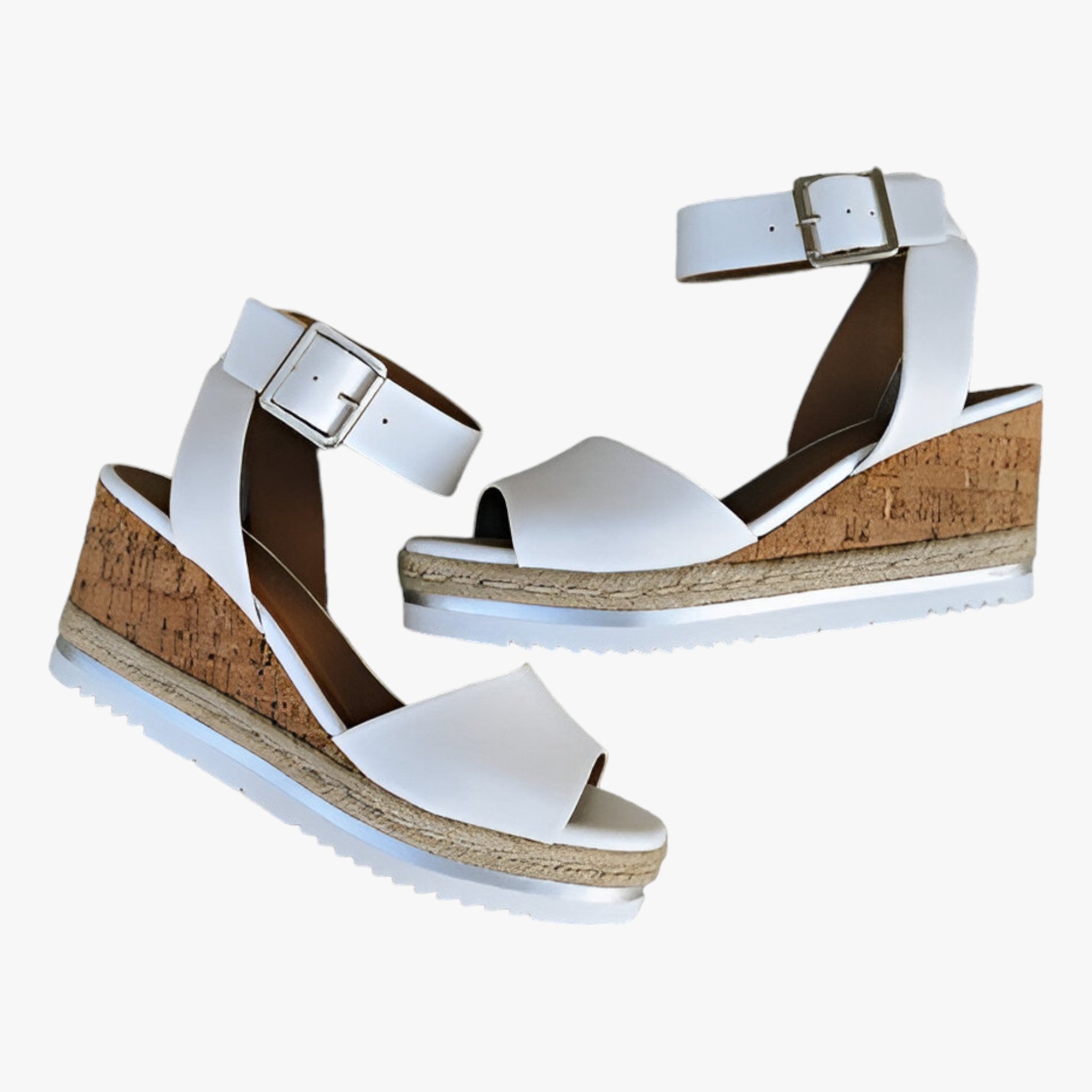 Wedge Sandals : Witte Vegan Leren Wedge Sandalen voor Dames - Comfortabel & Stijlvol in van Pantino