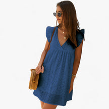 Dress : Zomerjurk Zwart - Ultra Comfortabel Zomerjurkje - Uitzonderlijk Comfort voor Warme Dagen in Donkerblauw van Pantino