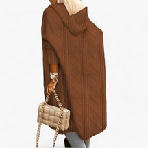Cardigan : Vest Khaki - Jane Lang met Capuchon - Behaaglijke en Elegante Warmte in Bruin van Pantino