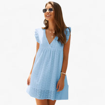 Dress : Zomerjurk Zwart - Ultra Comfortabel Zomerjurkje - Uitzonderlijk Comfort voor Warme Dagen in Hemelsblauw van Pantino