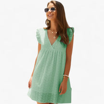 Dress : Zomerjurk Zwart - Ultra Comfortabel Zomerjurkje - Uitzonderlijk Comfort voor Warme Dagen in Mintgroen van Pantino