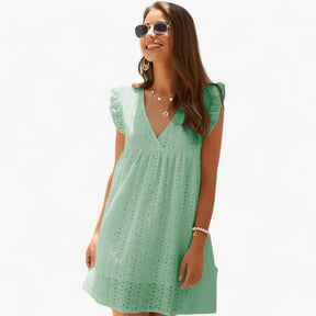 Dress : Zomerjurk Zwart - Ultra Comfortabel Zomerjurkje - Uitzonderlijk Comfort voor Warme Dagen in Mintgroen van Pantino