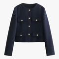 Jack Zwart - Crop-Jacke van Tweed - Elegante Franje-Details voor de Herfst