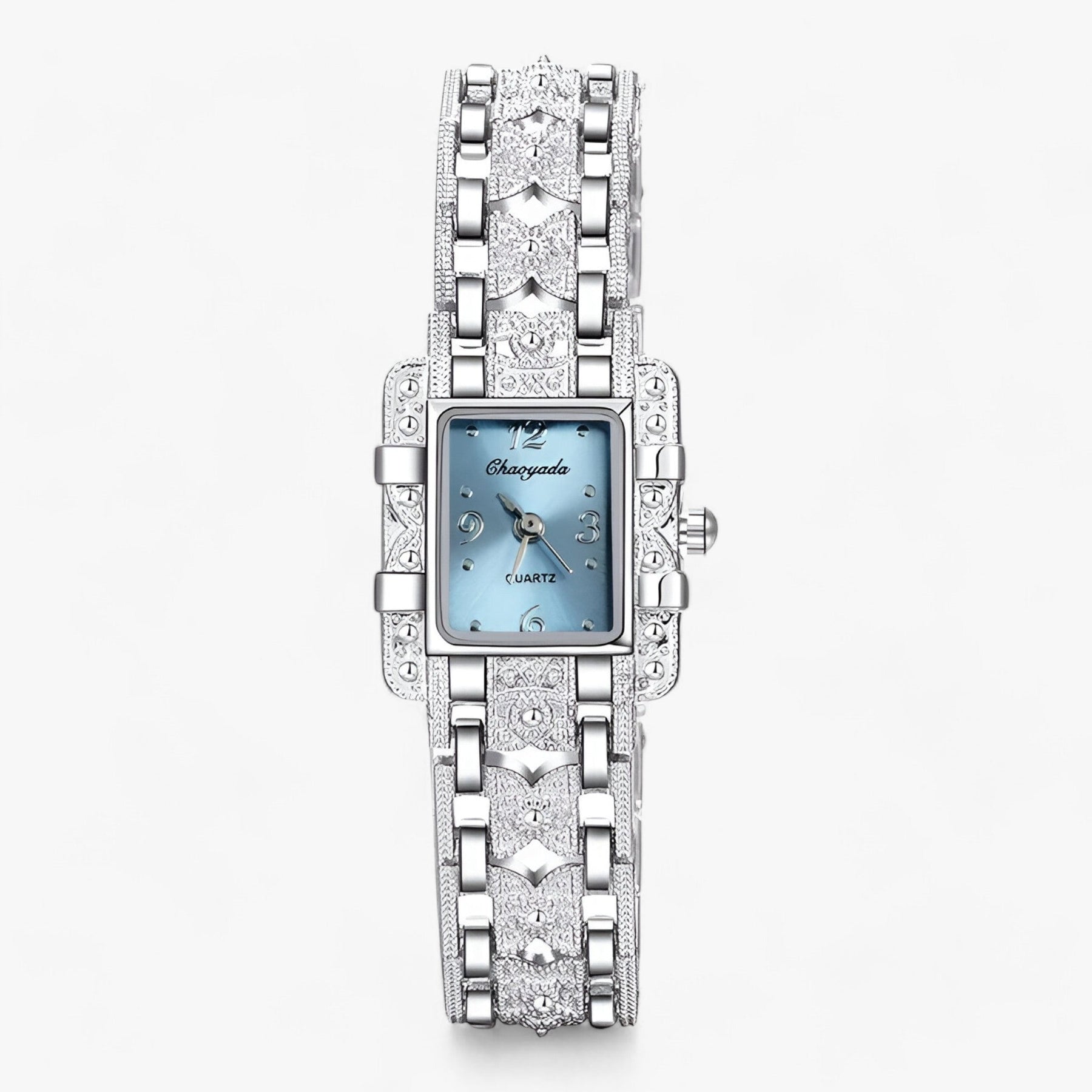 Watch : Armbanduhr met Rechthoekige Wijzerplaat en Kristallen - Modieus en Elegant voor Vrouwen - Zwart in Blauw van Pantino