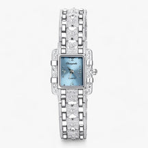 Watch : Armbanduhr met Rechthoekige Wijzerplaat en Kristallen - Modieus en Elegant voor Vrouwen - Zwart in Blauw van Pantino
