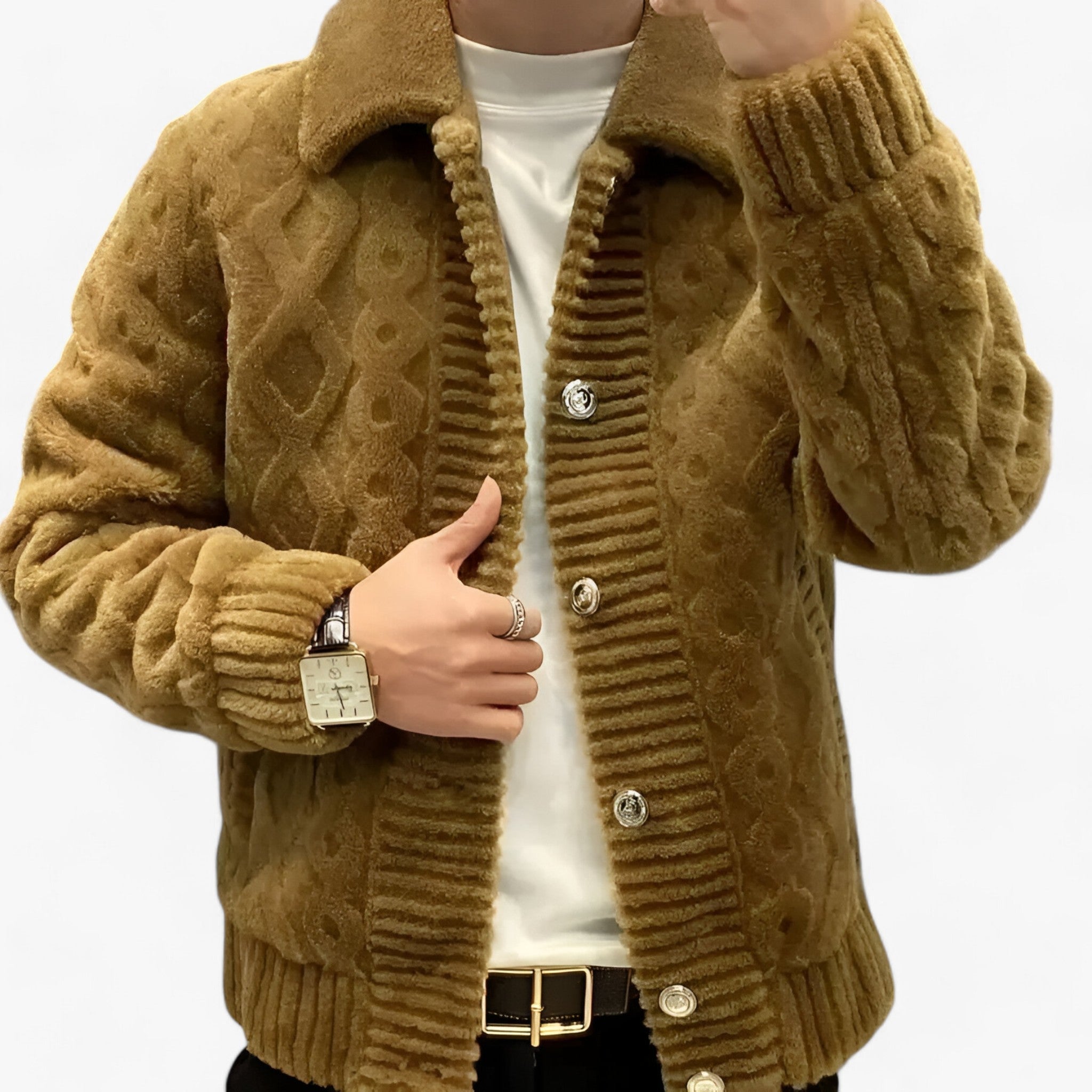 Fleece Jacket : Jas Khaki - Dikke Fleecejas - Warmte en Comfort voor Koude Dagen in Khaki van Pantino