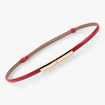 Women's Belt : Riem Dames Zwart - Aanpasbaar Leren Leer in Rood 95cm van Pantino