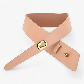 Belt : Riem Wit - Metalen Gesp Brede - Voegt Elegantie Toe aan Je Outfit in Abrikoos 100cm van Pantino