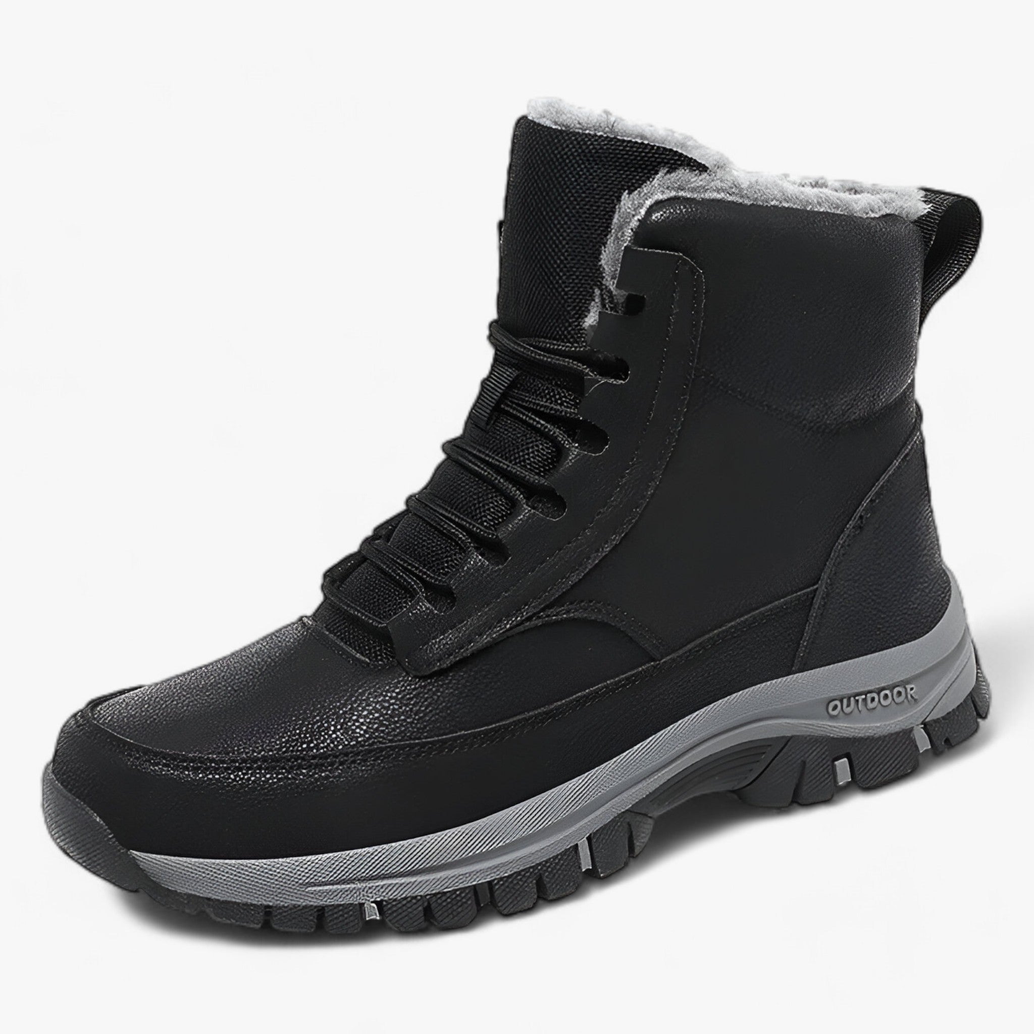 outdoor equipment : Waterproof Leren Sneeuwlaarzen - Ultra Warm en Praktisch voor Mannen - Zwart in Zwart van Pantino