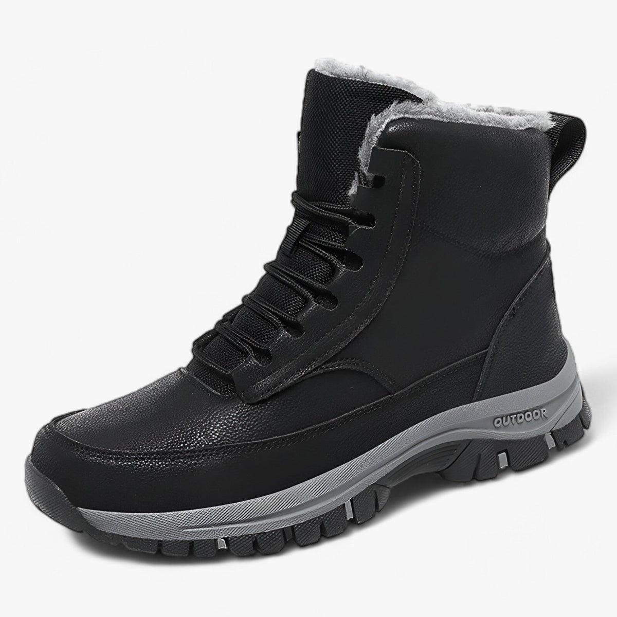 outdoor equipment : Waterproof Leren Sneeuwlaarzen - Ultra Warm en Praktisch voor Mannen - Zwart in Zwart van Pantino