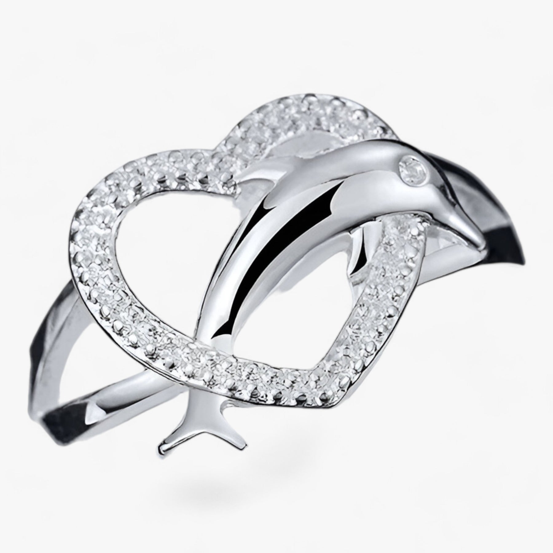 Ring : Ring Dames Zilver - Delfijn Hart - Sterling Liefde in van Pantino