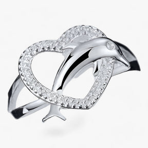 Ring : Ring Dames Zilver - Delfijn Hart - Sterling Liefde in van Pantino