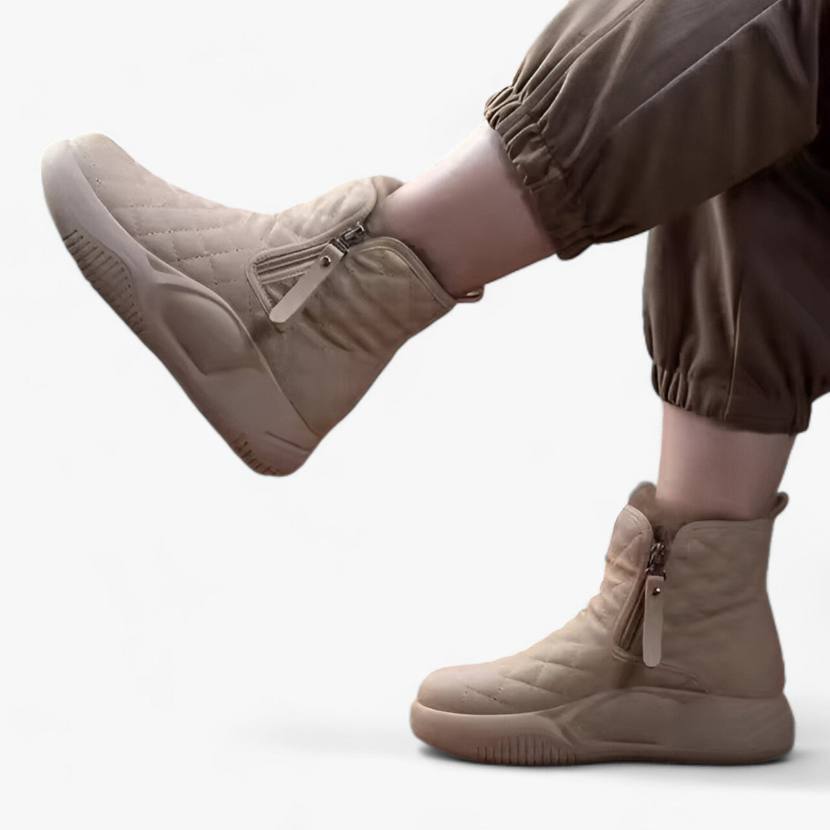 Snow Boots : Sneeuwlaarzen met Zijchain - Dikke Zool en Warme Comfort voor de Winter in Kaki van Pantino