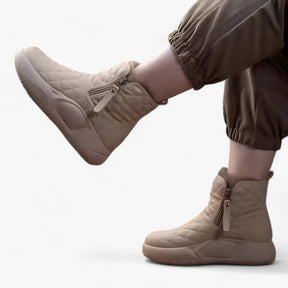 Snow Boots : Sneeuwlaarzen met Zijchain - Dikke Zool en Warme Comfort voor de Winter in Kaki van Pantino