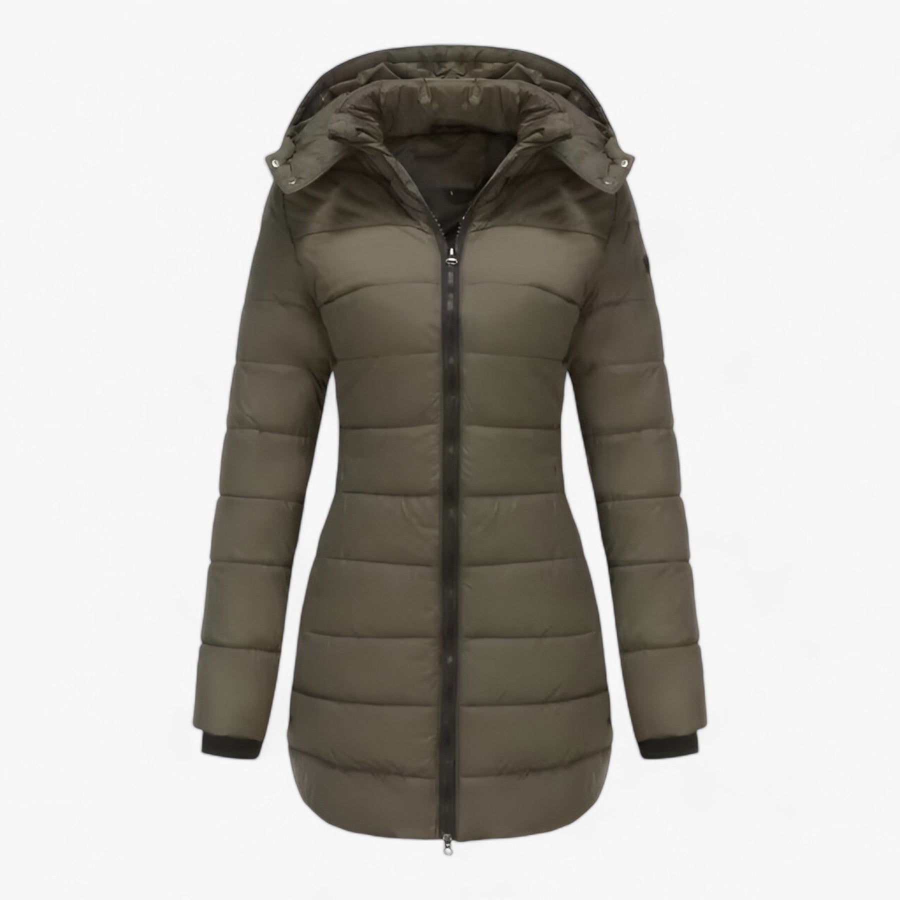 Parka : Lange Parka met Capuchon - Ultieme Warmte voor de Winter in Olijf van Pantino
