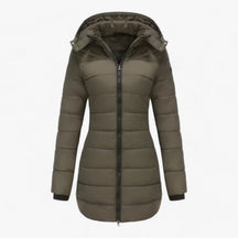 Parka : Lange Parka met Capuchon - Ultieme Warmte voor de Winter in Olijf van Pantino