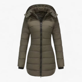Parka : Lange Parka met Capuchon - Ultieme Warmte voor de Winter in Olijf van Pantino