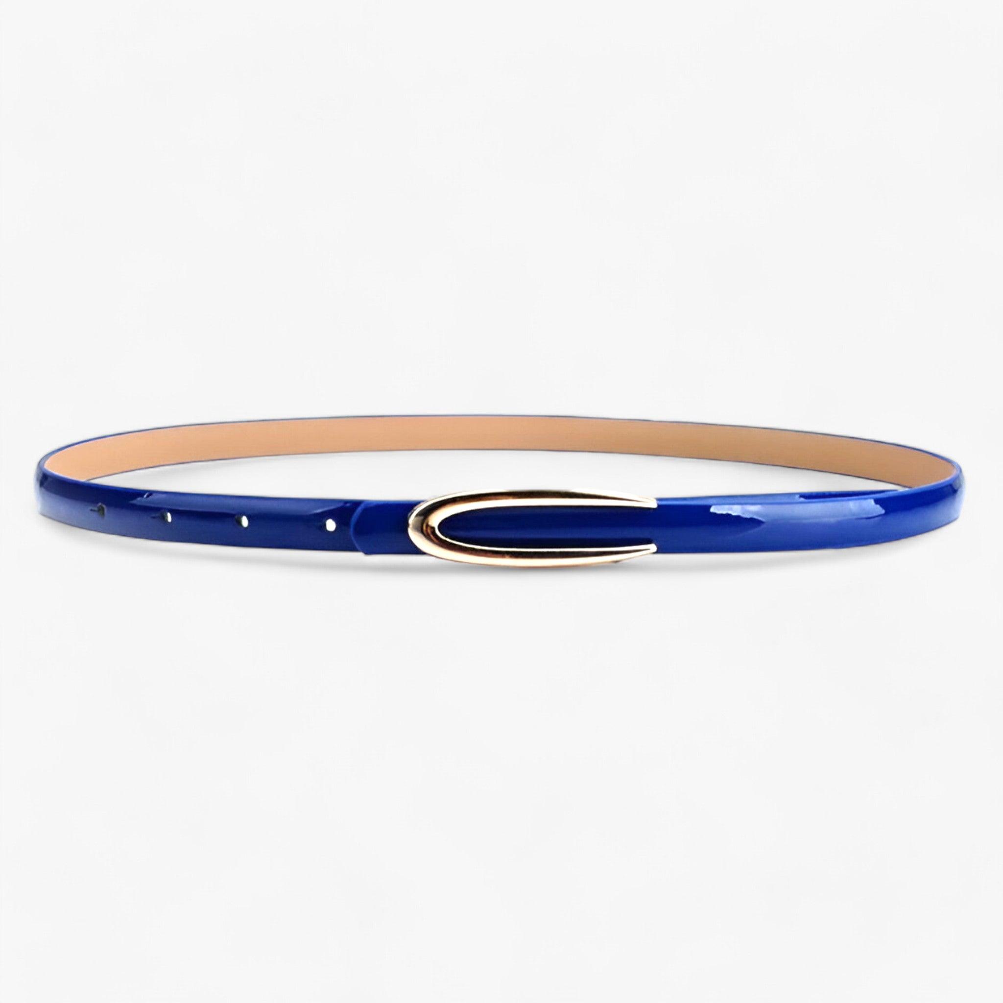 Belt : Elegante Jurk Skinne Patenten Leren Riem - Verfijnt Je Look - Rood in Blauw 105CM van Pantino