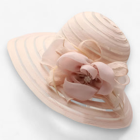 Sun Hat : Organza Zonnehoed voor Dames - Elegante Bescherming Tegen de Zon in Licht geel M56-58cm van Pantino
