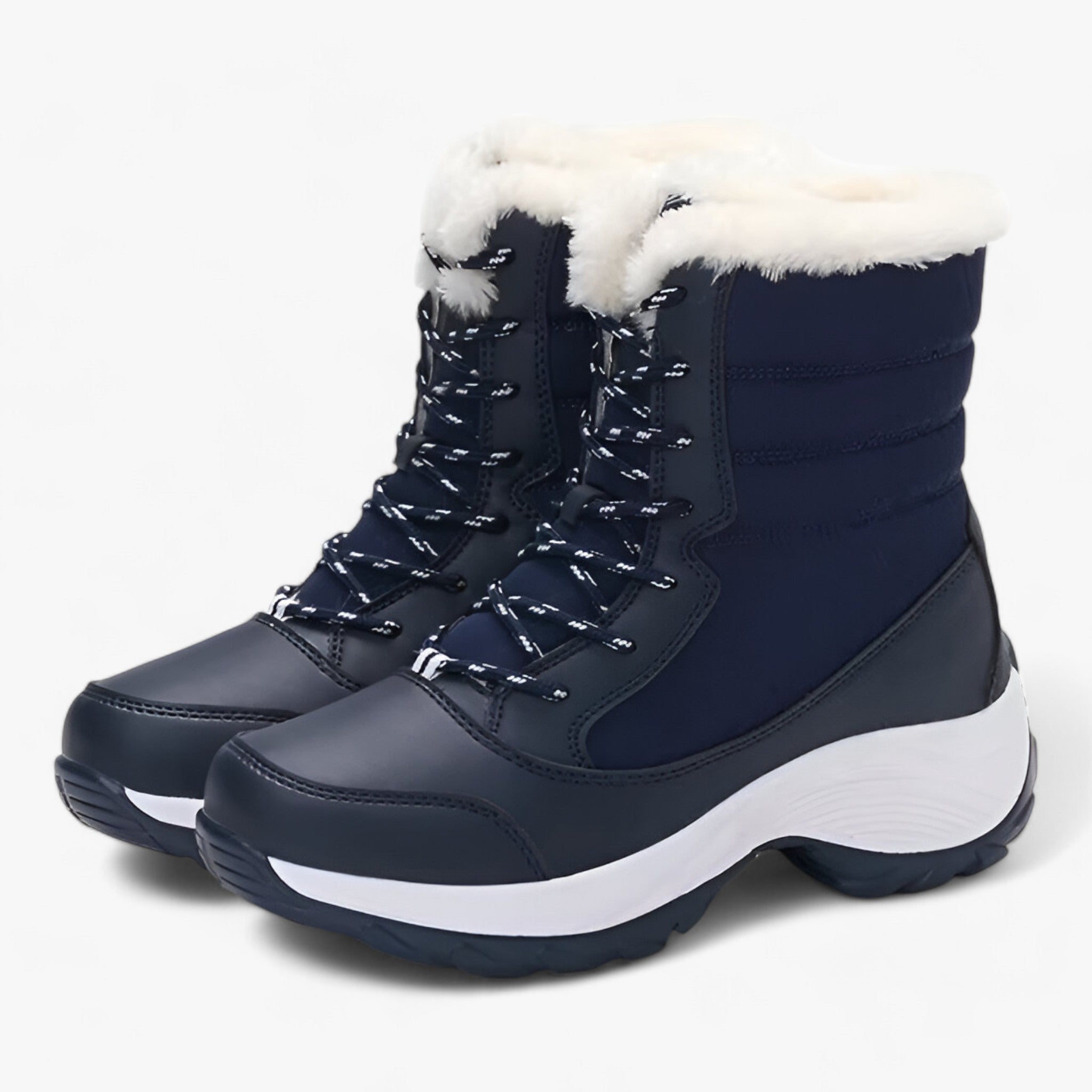 Boots : Orthopedische Laarzen van Kunstbont Dames - Waterdichte en Warmte Biedende Winterondersteuning - Crème in Donkerbruin van Pantino