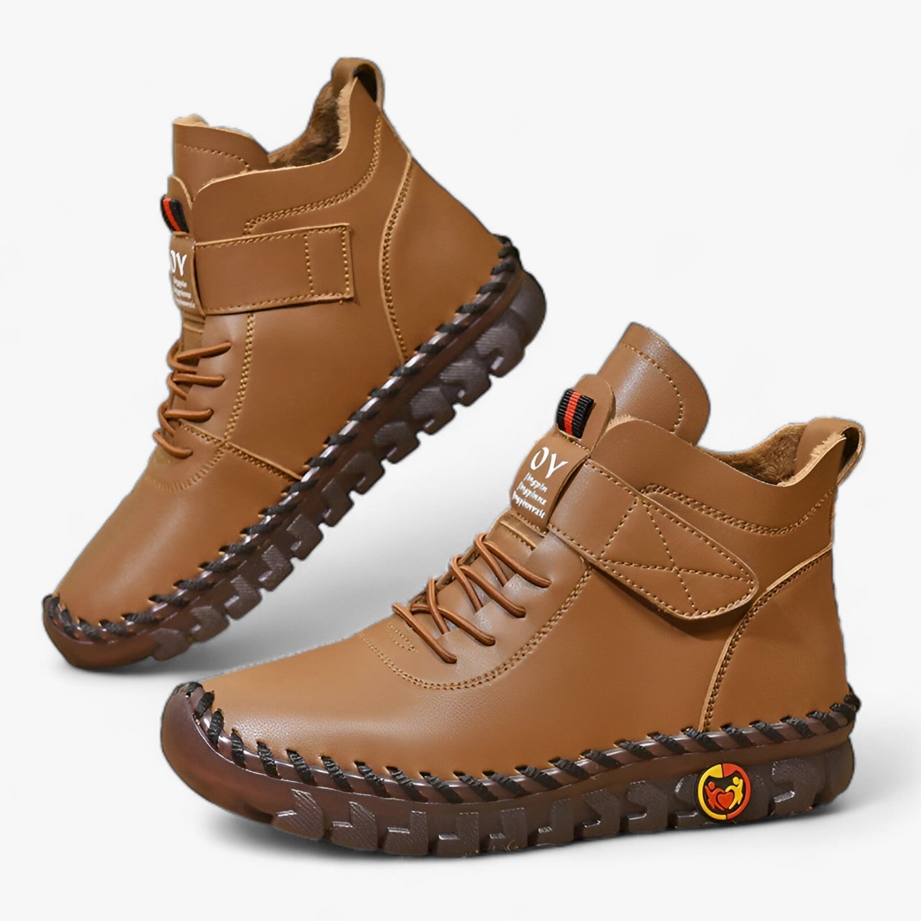 Boots : Laarzen Dames Crème - Orthopedische Leren met Voering - Wintercomfort, Waterdicht en Warm in Donkerbruin van Pantino