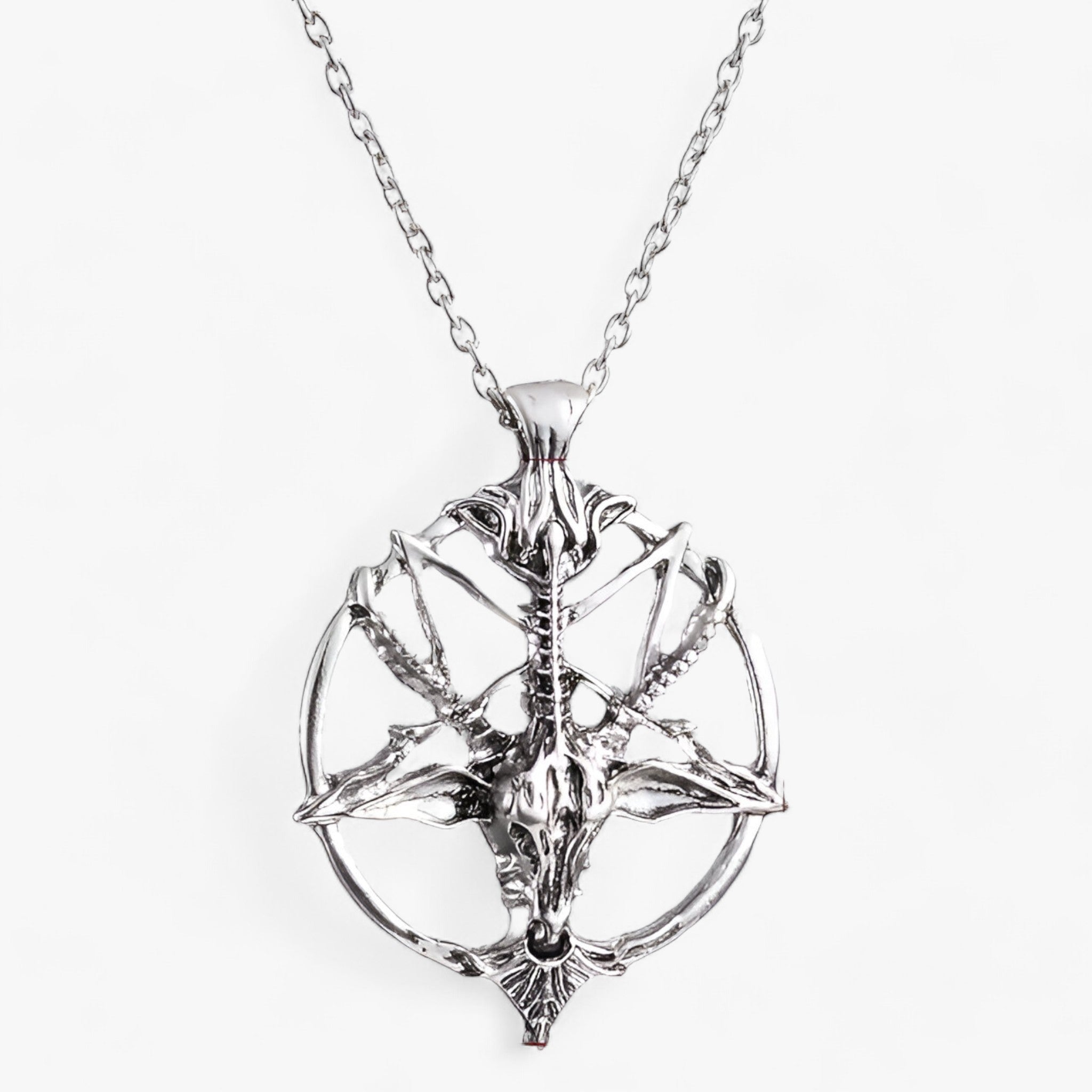 Pendant Necklace : Ketting met Pentagram Hanger Dames - Vintage Charme - Zwart in Zilver 50cm van Pantino