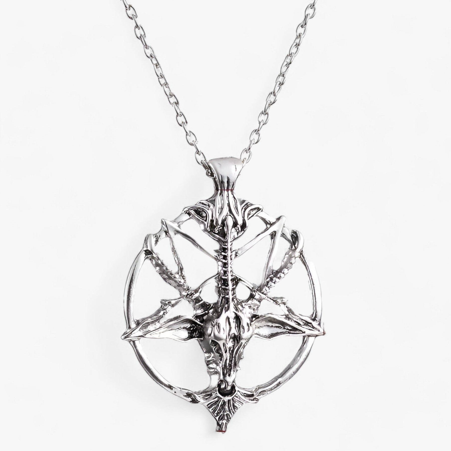 Pendant Necklace : Ketting met Pentagram Hanger Dames - Vintage Charme - Zwart in Zilver 50cm van Pantino