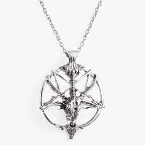 Pendant Necklace : Ketting met Pentagram Hanger Dames - Vintage Charme - Zwart in Zilver 50cm van Pantino