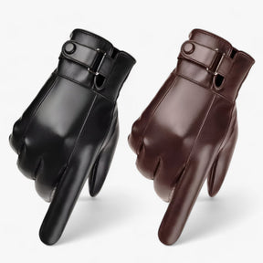 Gloves : Handschoenen Heren Zwart - Leren - Warmte van Echt Lamswol voor de Winter in van Pantino