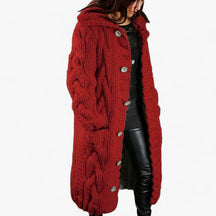 Cardigan : Oversized Cardigan - Moeiteloze Seizoensstijl - Geel in Bordeaux van Pantino