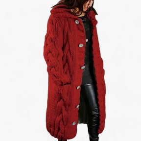 Cardigan : Oversized Cardigan - Moeiteloze Seizoensstijl - Geel in Bordeaux van Pantino