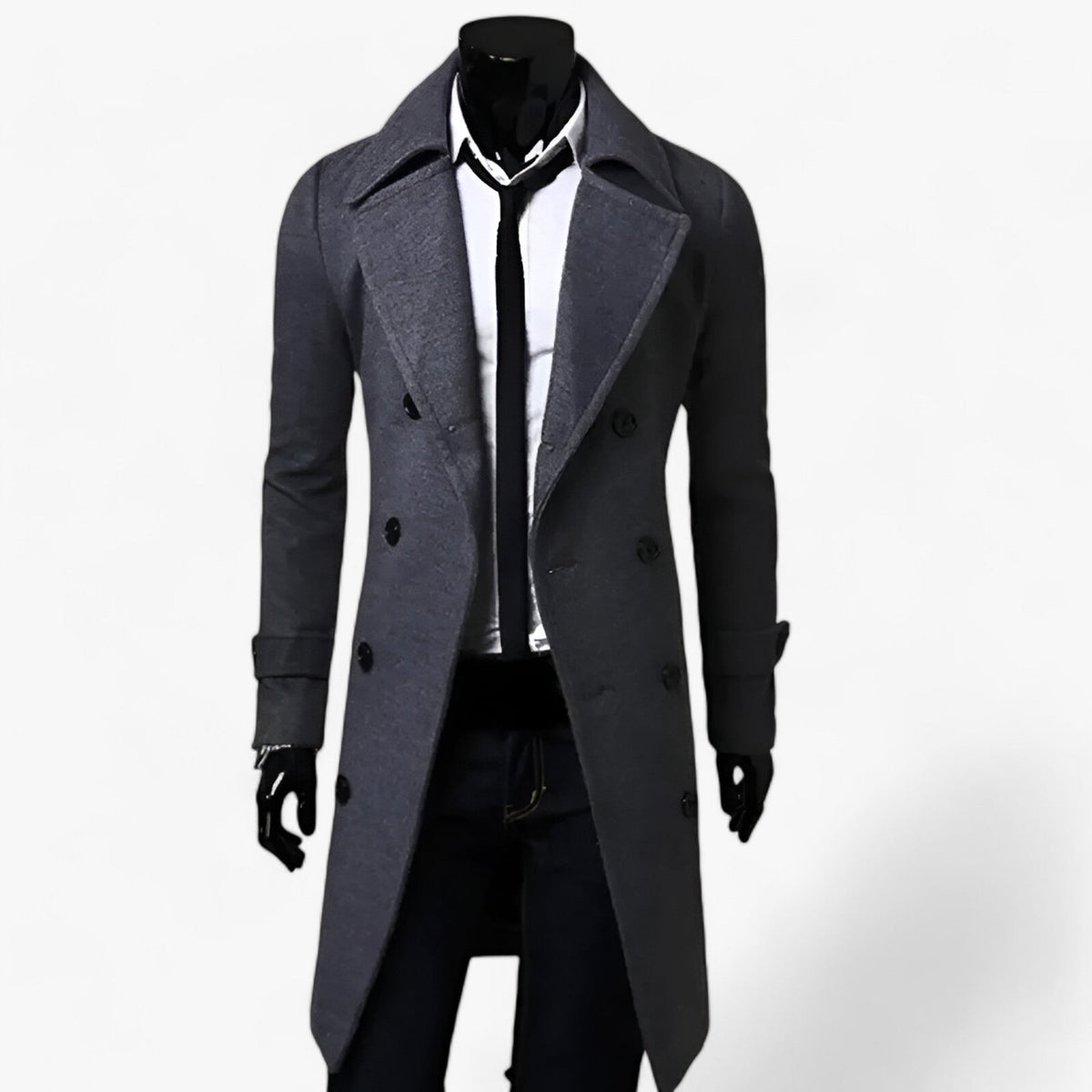 Trench Coat : Trenchcoat voor Heren - Thermoregulerende Elegantie Zwart in Grijs van Pantino