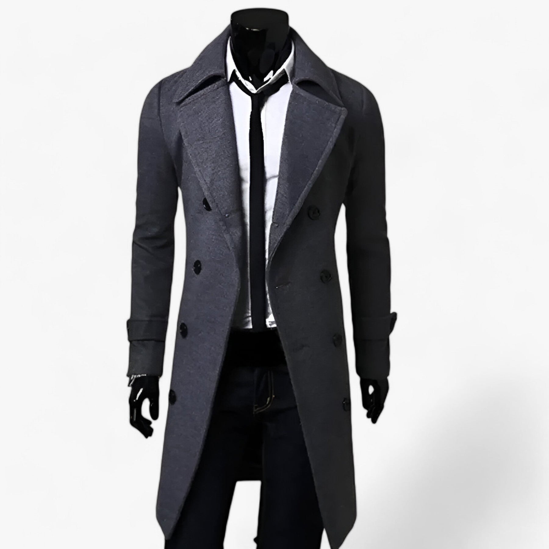 Trench Coat : Trenchcoat voor Heren - Thermoregulerende Elegantie Zwart in Grijs van Pantino