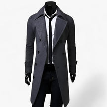 Trench Coat : Trenchcoat voor Heren - Thermoregulerende Elegantie Zwart in Grijs van Pantino