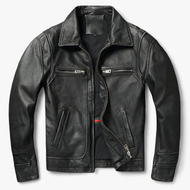 men's jacket : Jack Heren Puur Zwart - Leren Bikerjack - Vintage Biker Warmte in Puur Zwart van Pantinoshop