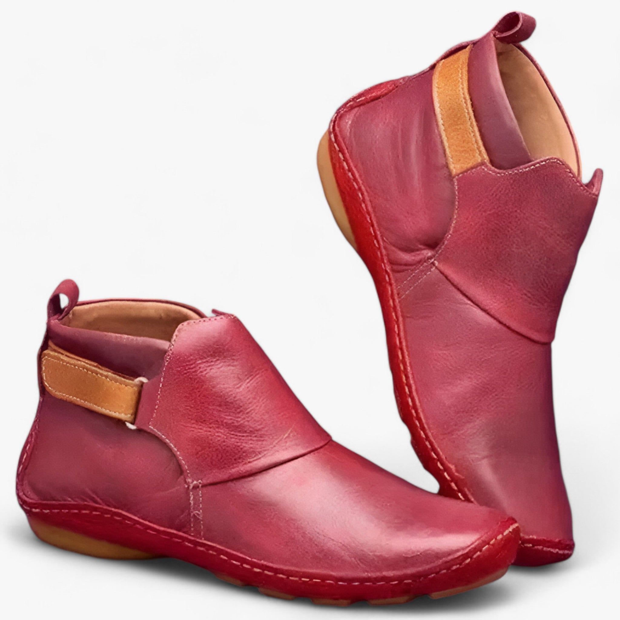 Ankle Boots : Laarzen Dames Grijs - Waterdichte Enkellaarsjes - Comfortabele Bescherming voor de Winter in Rood van Pantino