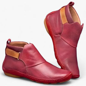 Ankle Boots : Laarzen Dames Grijs - Waterdichte Enkellaarsjes - Comfortabele Bescherming voor de Winter in Rood van Pantino