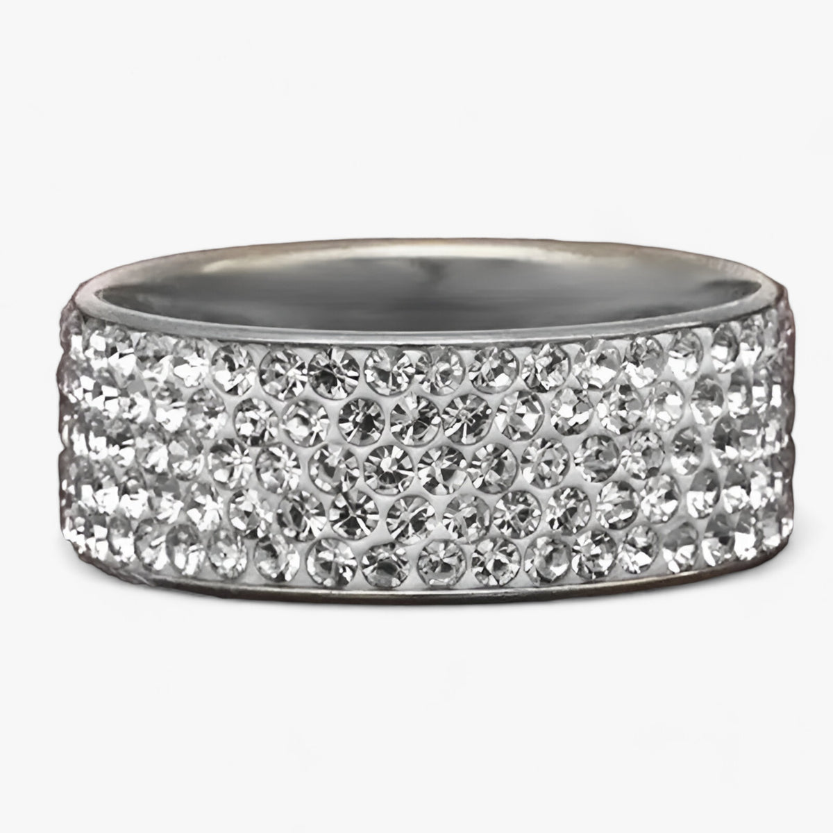 Ring : Ring Dames Zilver - Kristallen Trouwring - Elegante Roestvrij Staal in Zilver van Pantino