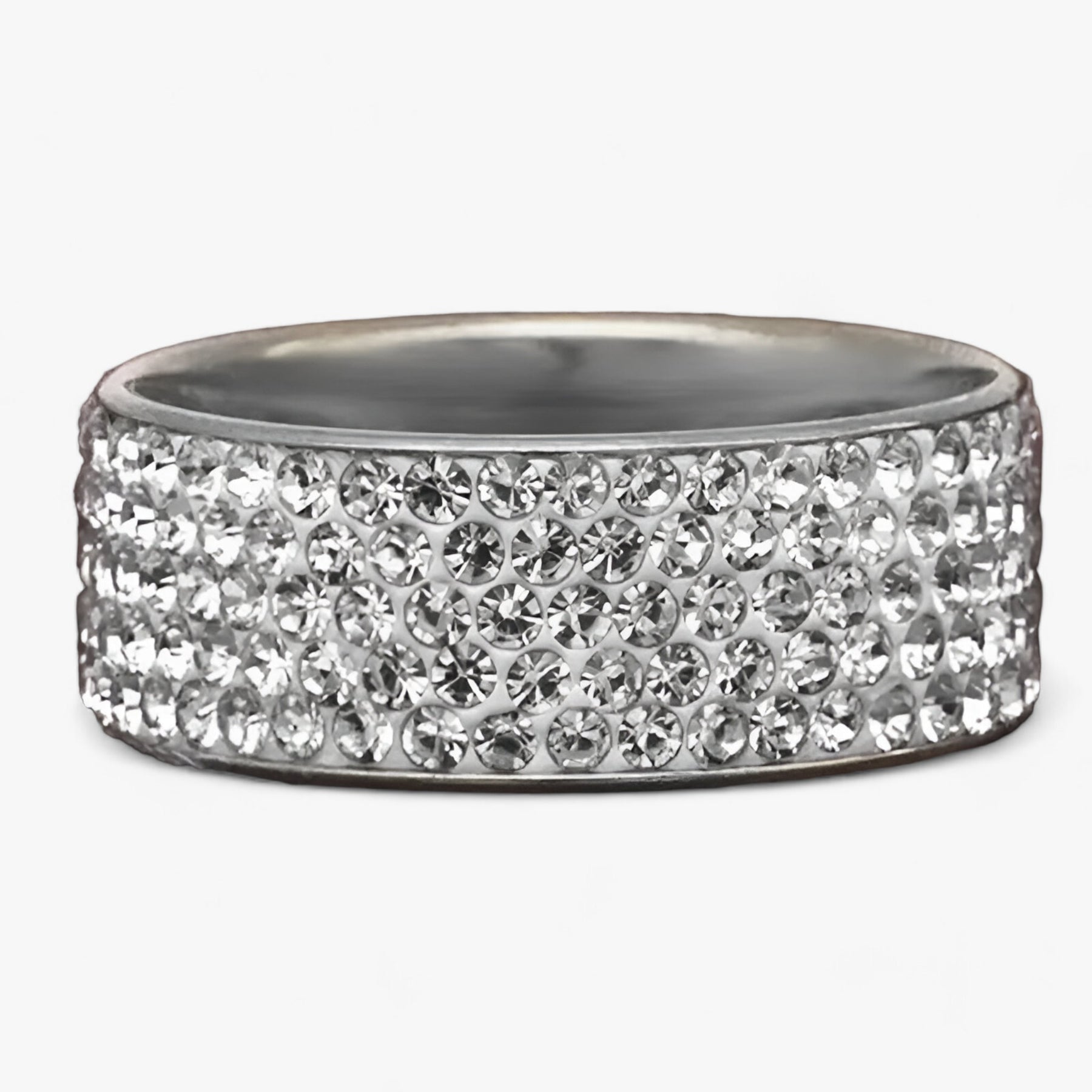 Ring : Ring Dames Zilver - Kristallen Trouwring - Elegante Roestvrij Staal in Zilver van Pantino