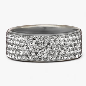 Ring : Ring Dames Zilver - Kristallen Trouwring - Elegante Roestvrij Staal in Zilver van Pantino