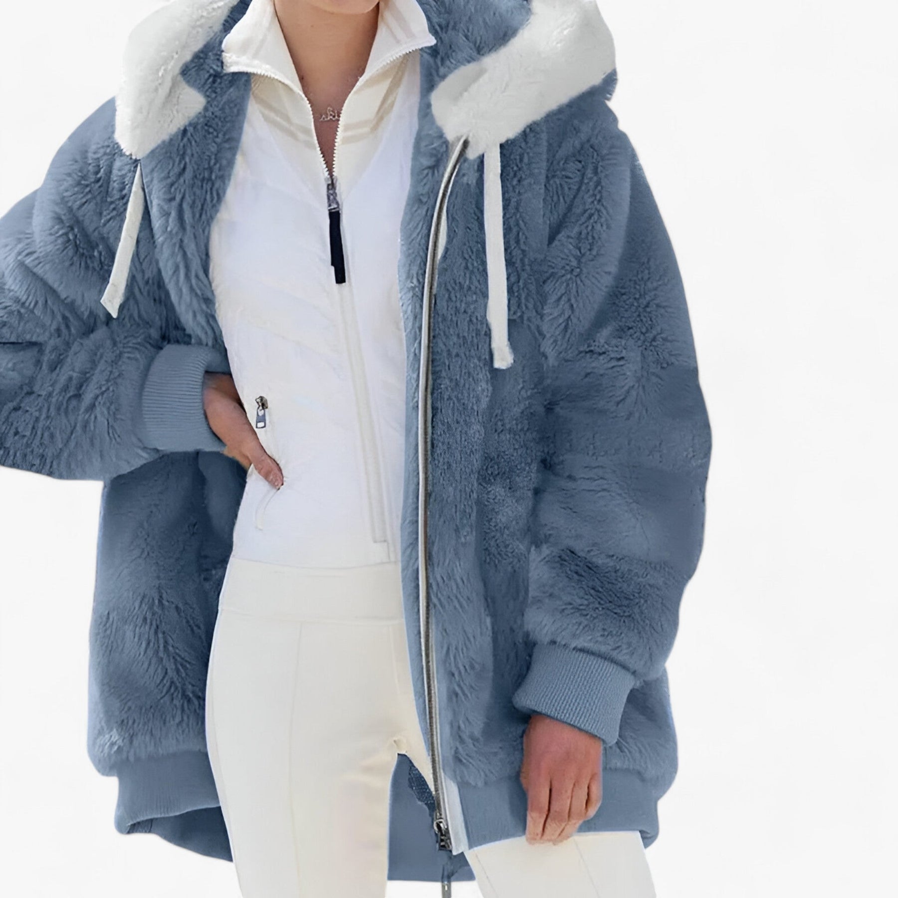 Hoodie : Fleece Hoodie - Comfortabele Warmte voor de Winter in Blauw van Pantino