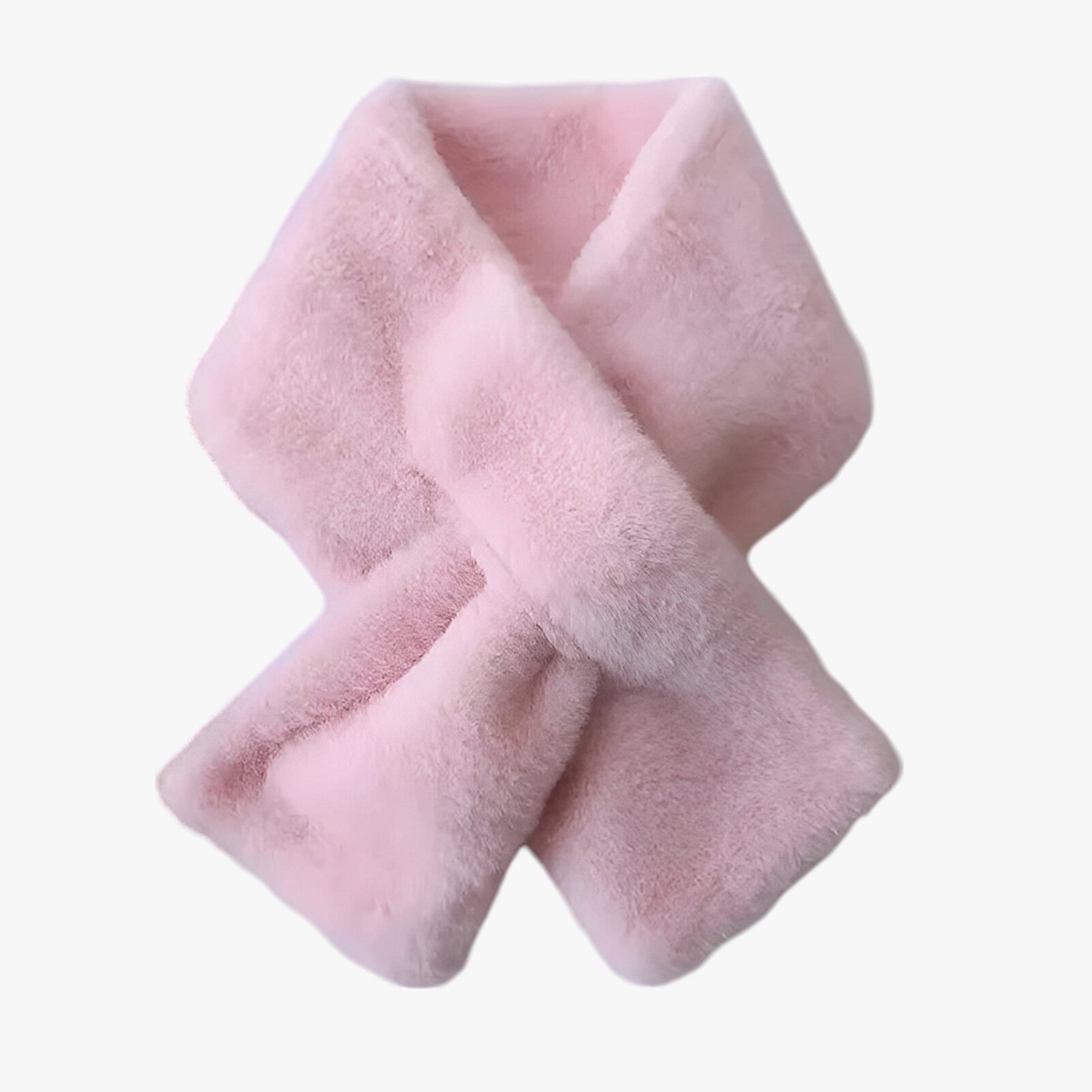 Scarf : Kruis Sjaal van Pluche - Verdikt en Zacht voor Koud Weer - Zwart in Roze van Pantino