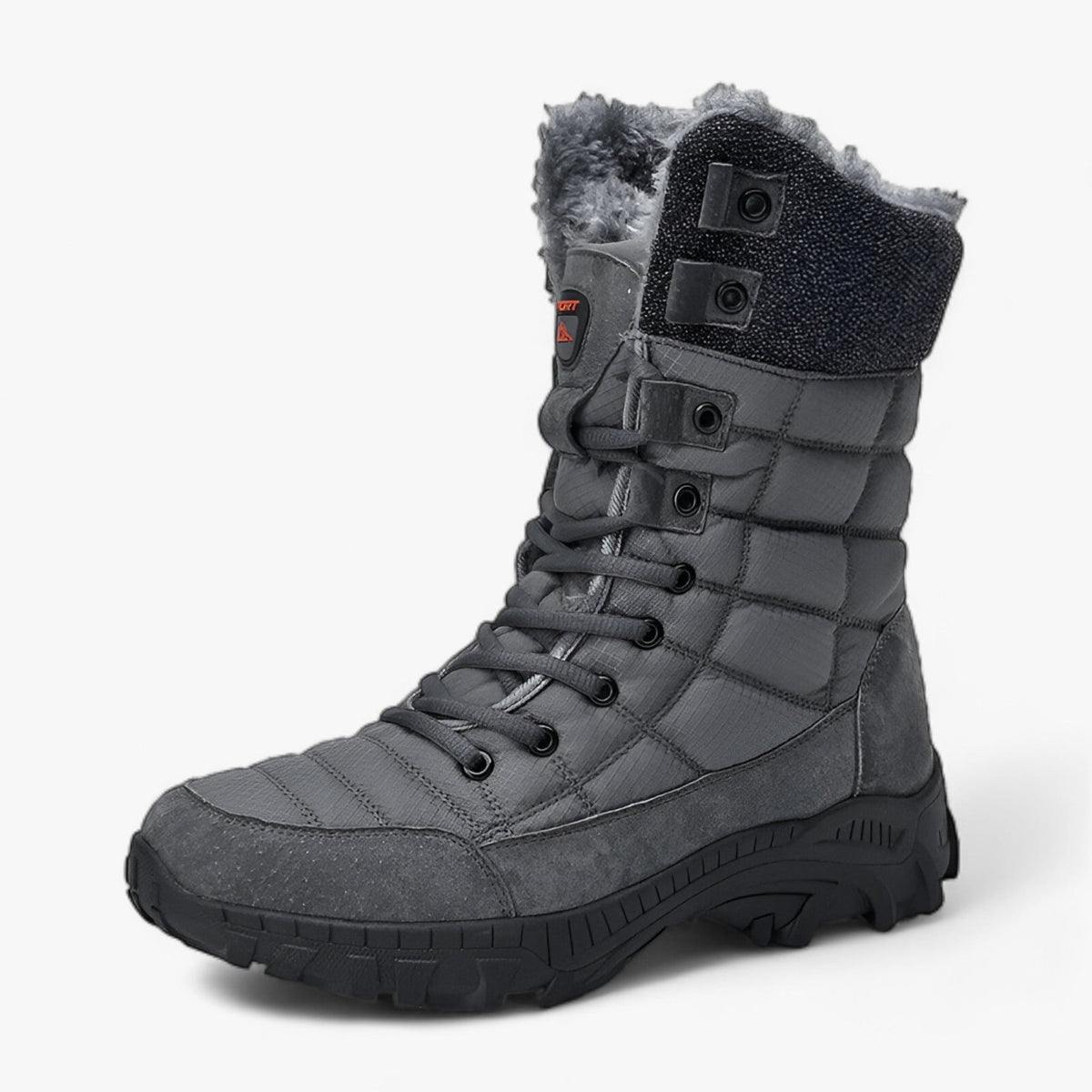 outdoor equipment : Hoge Leren Sneeuwlaarzen - Ultra Warm en Waterdicht voor Heren in Grijs van Pantino