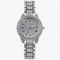 Orologio di lusso con diamanti completi da donna - elegante e alla moda - argento