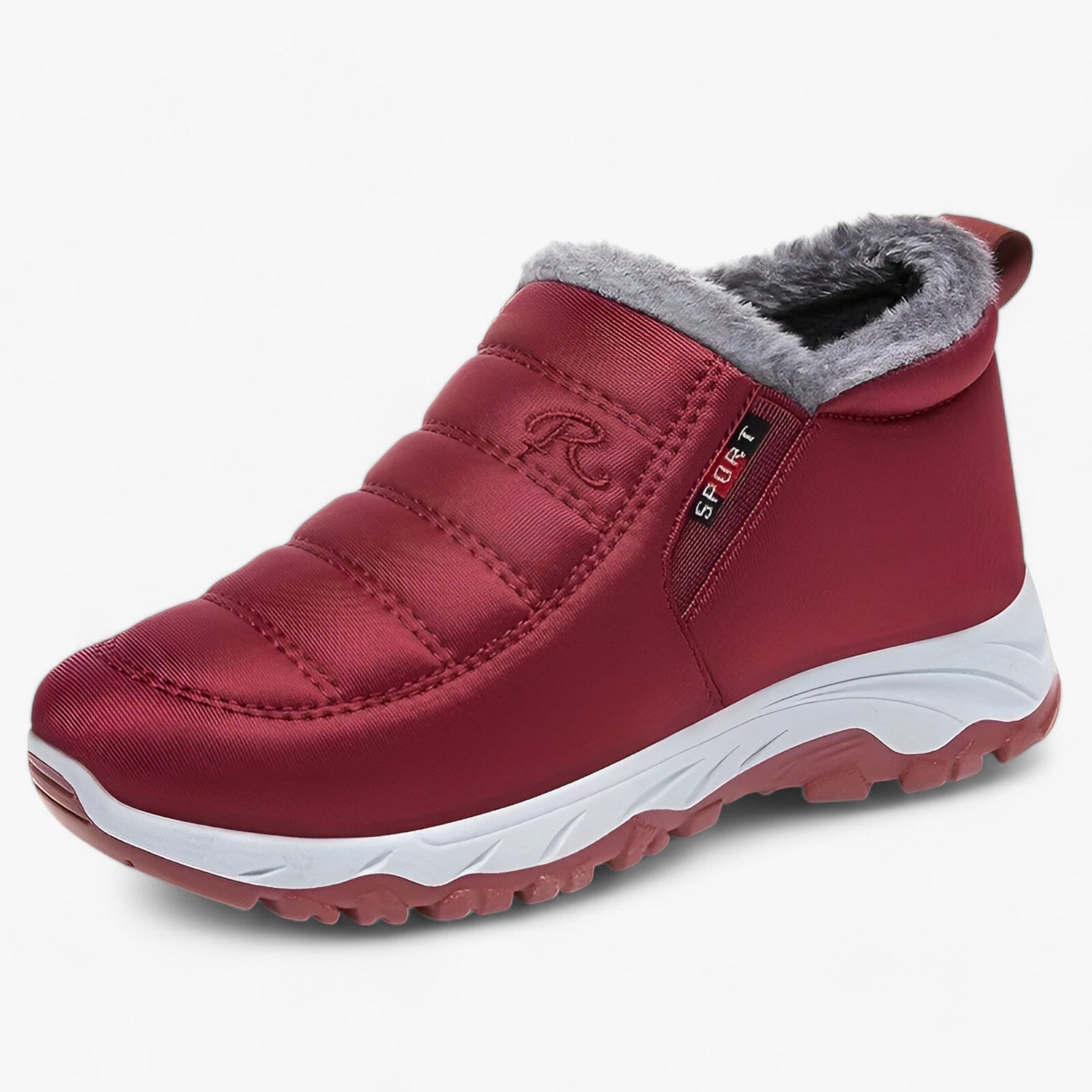 outdoor equipment : Fleece Gevoerde Sneeuwlaarzen - Wintercomfort Waterdicht en Warm - Zwart in Rood van Pantino
